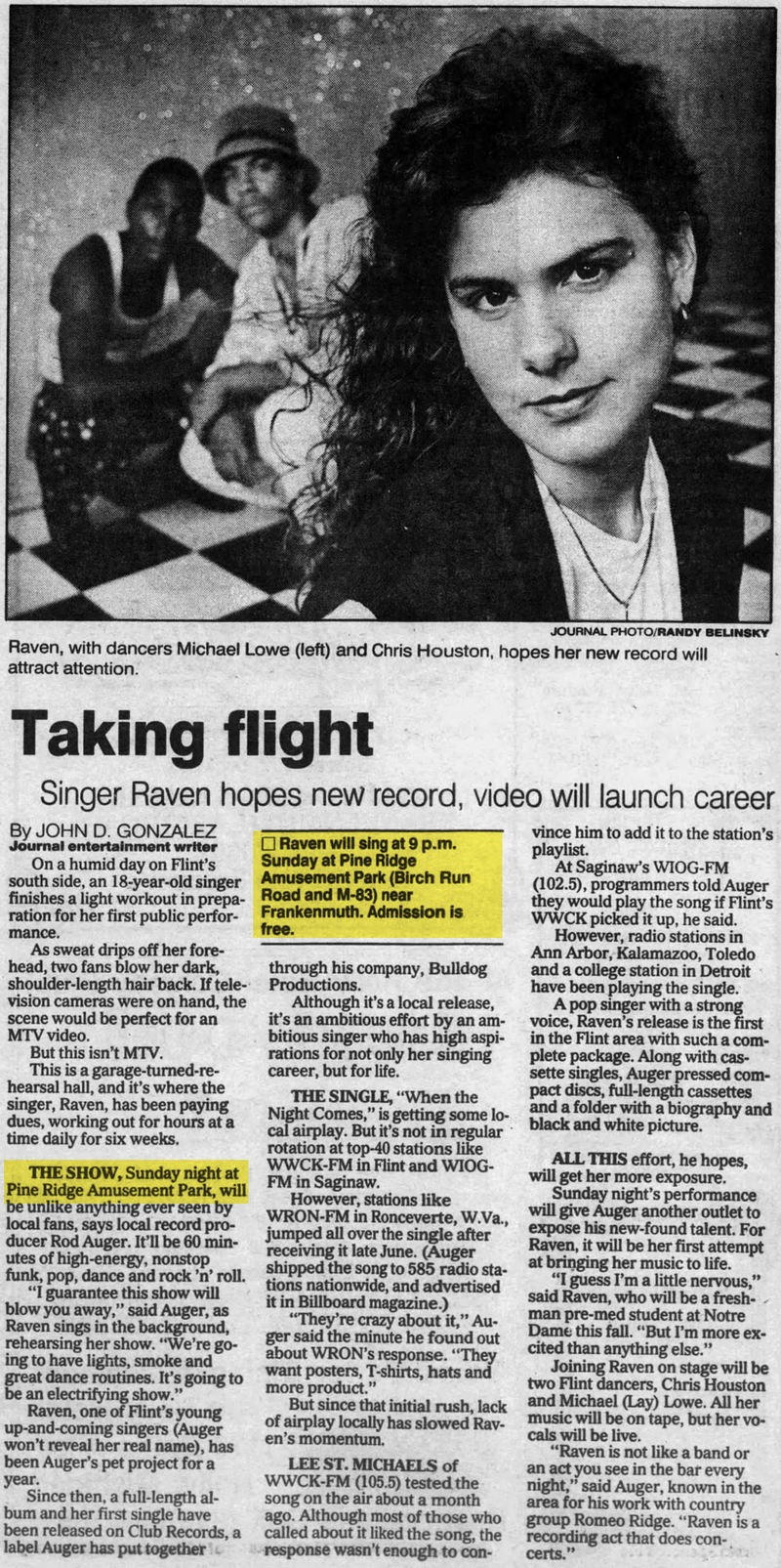 Pine Ridge Amusement Park - Aug 17 1990 Article On Raven